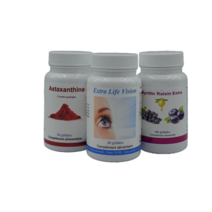 Lot 1 Extra Life Vision, 1 Myrtille Raisin Extra, 1 Astaxanthine