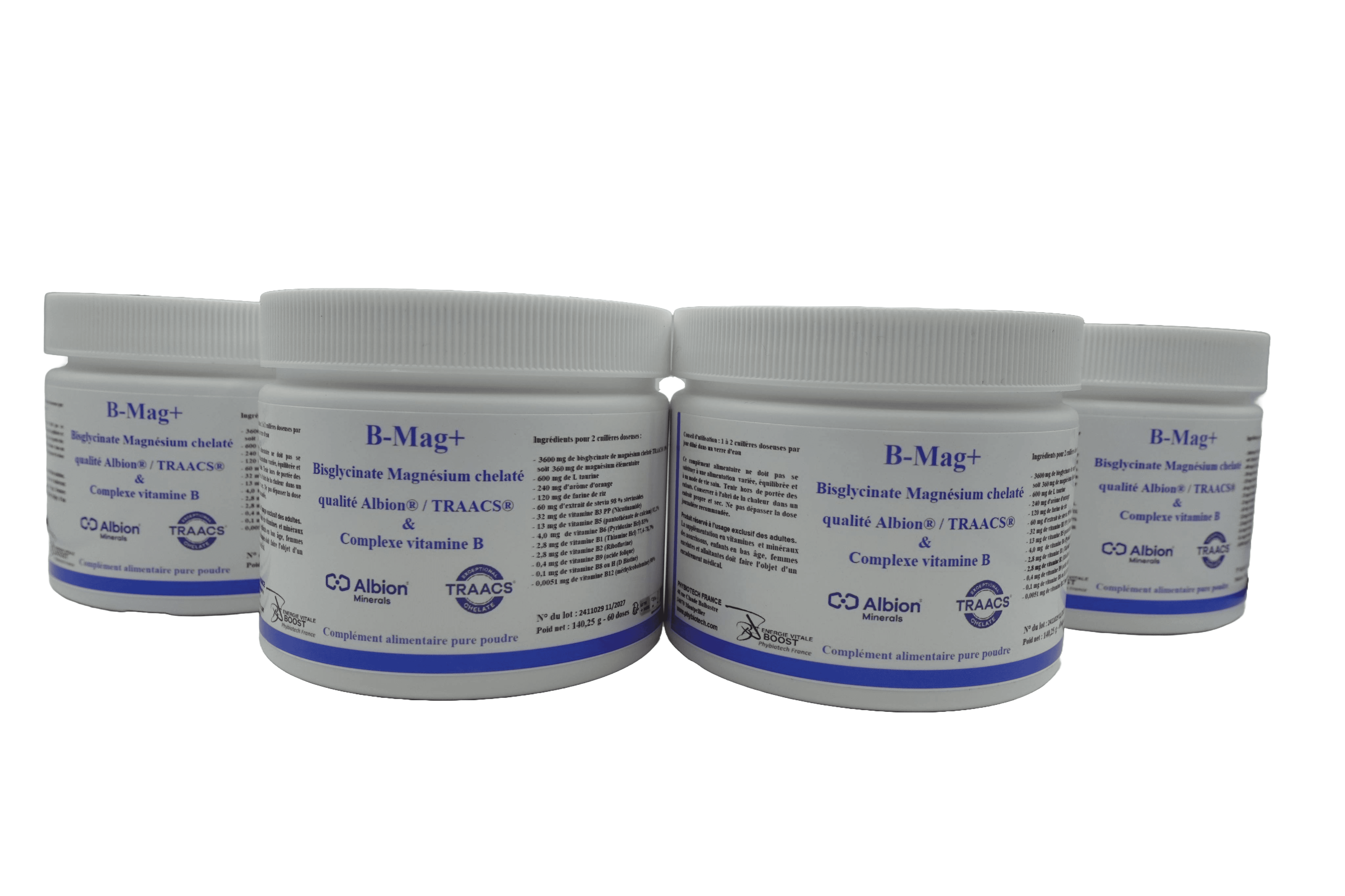 lot de 4 B-Mag+ Magnesium + complexe Vit B